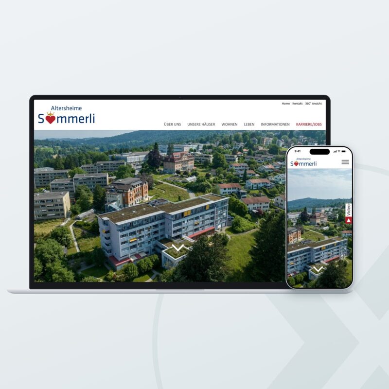 Website des Vereins Altersheime Sömmerli auf Laptop und Smartphone