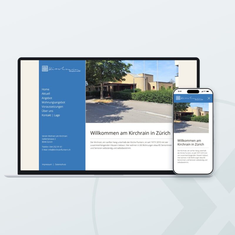 Website des Vereins Wohnen am Kirchrain auf Laptop und Smartphone