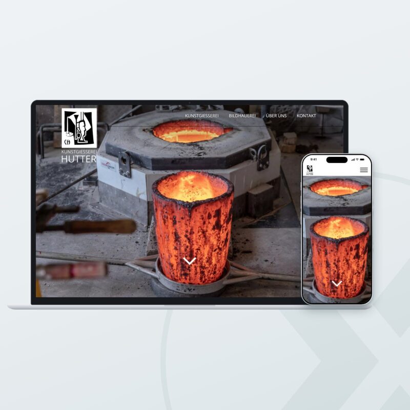 Website der Kunstgiesserei Hutter GmbH auf Laptop und Smartphone
