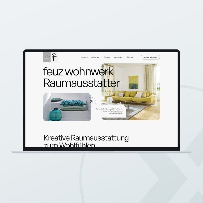 Website von feuz wohnwerk GmbH auf dem Laptop