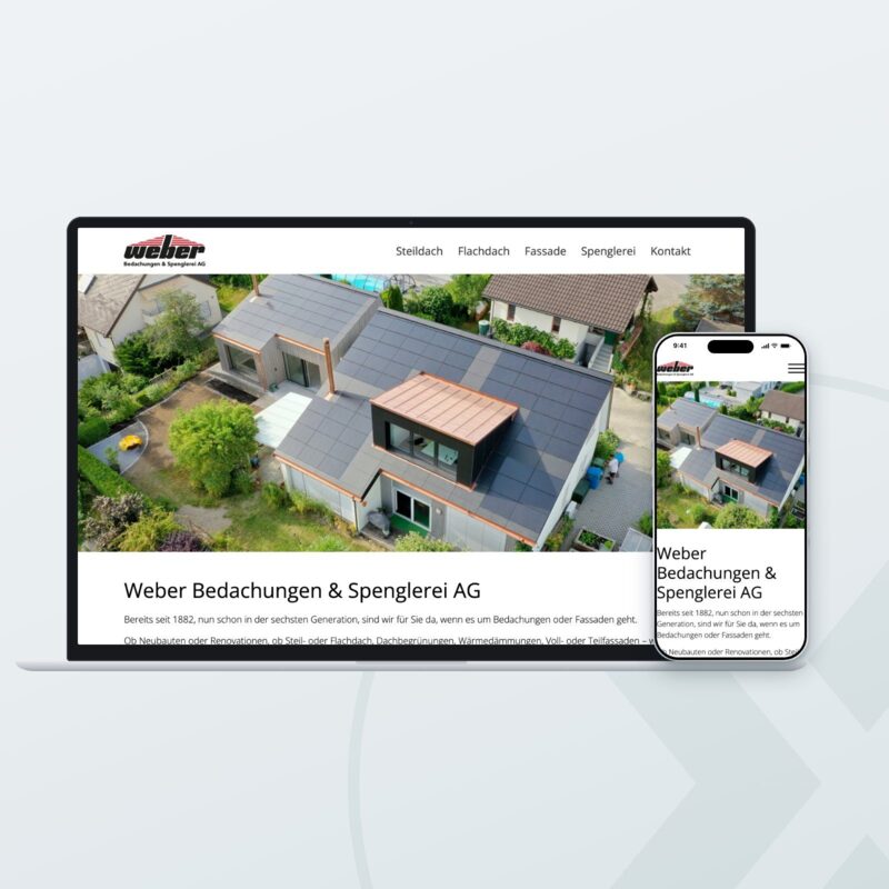 Website der Weber Bedachungen & Spenglerei AG auf Laptop und Smartphone