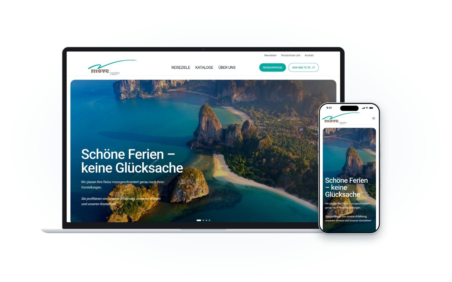 Website von Move by Australasia auf Laptop und Smartphone