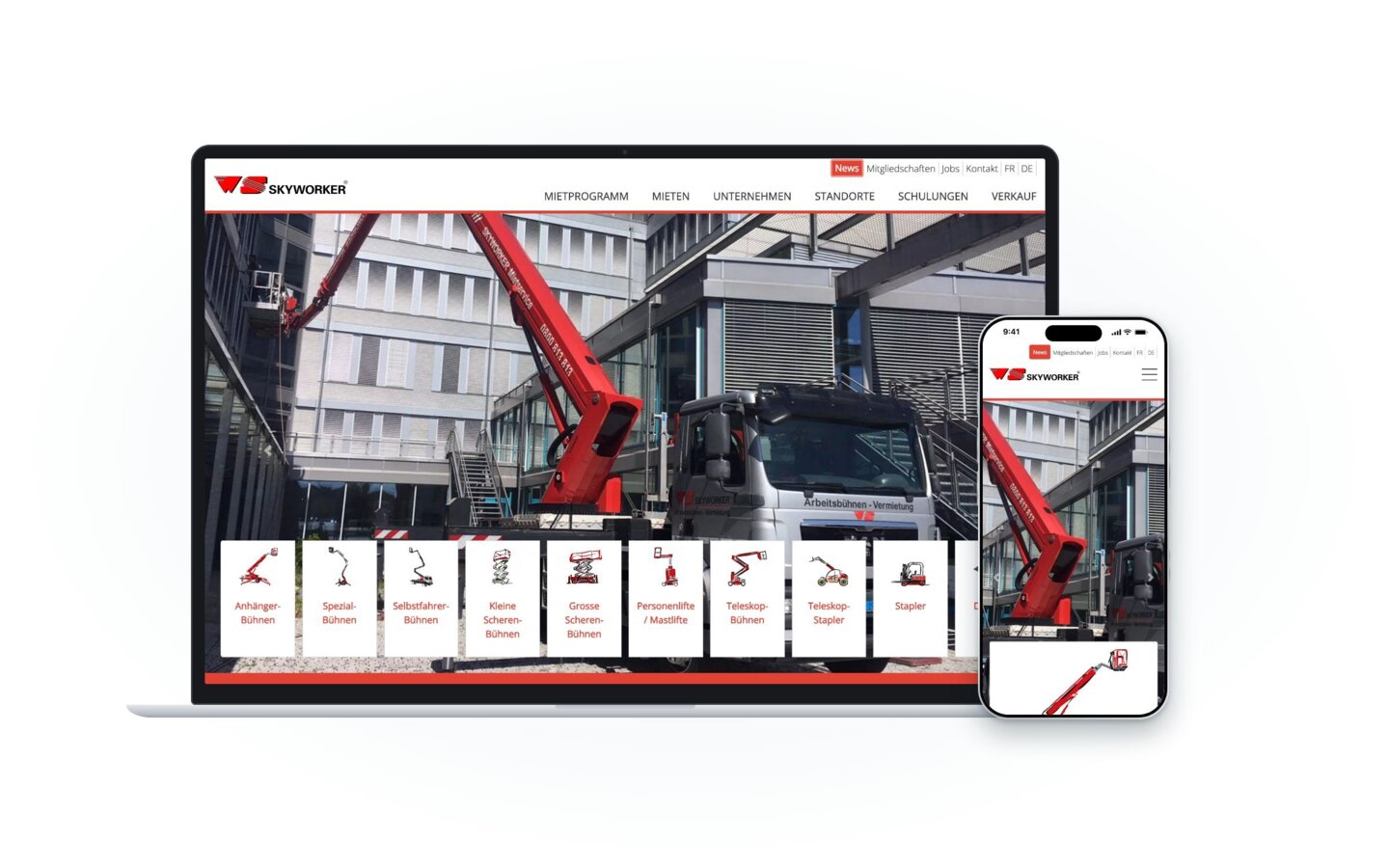 Website von WS-Skyworker AG auf Laptop und Smartphone