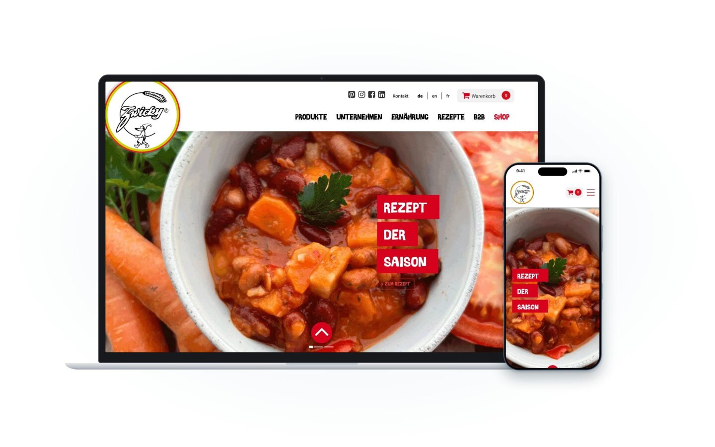 Website von Schweizerische Schälmühle E. Zwicky AG auf Laptop und Smartphone