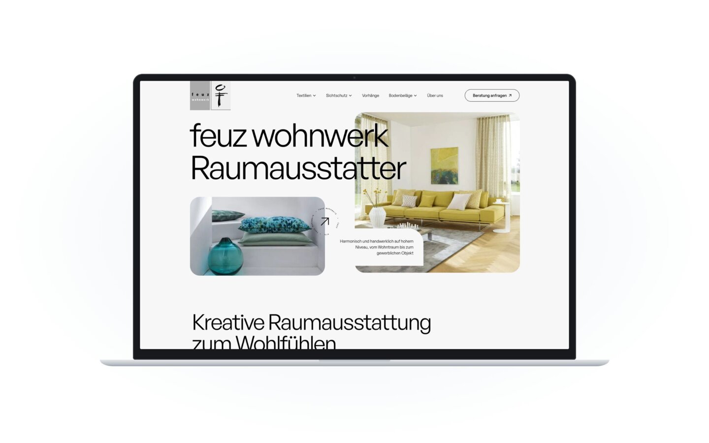 Website von feuz wohnwerk GmbH auf dem Laptop