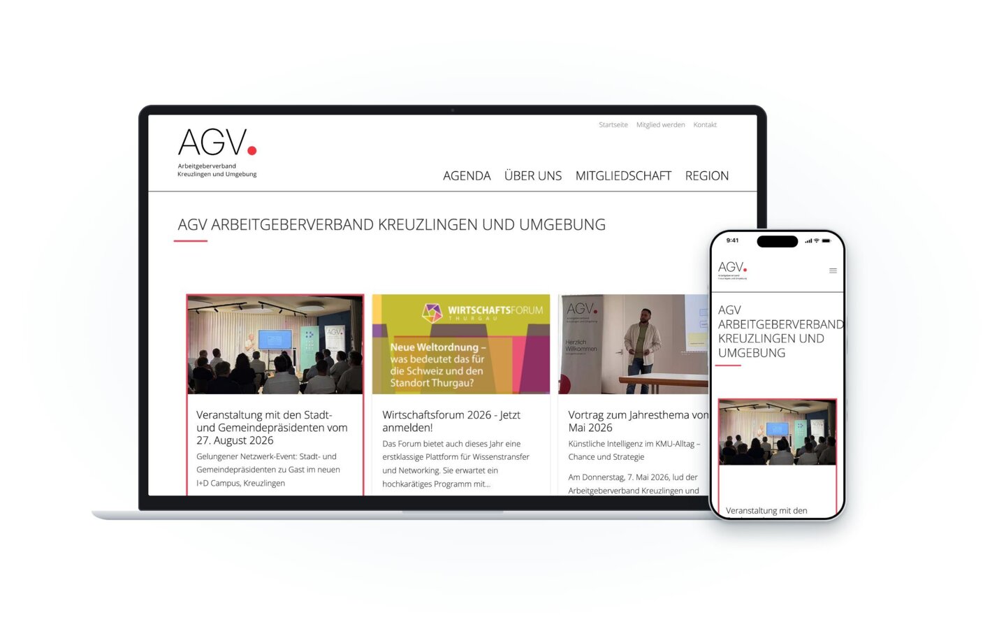 Website von Arbeitgeberverband Kreuzlingen und Umgebung auf Laptop und Smartphone