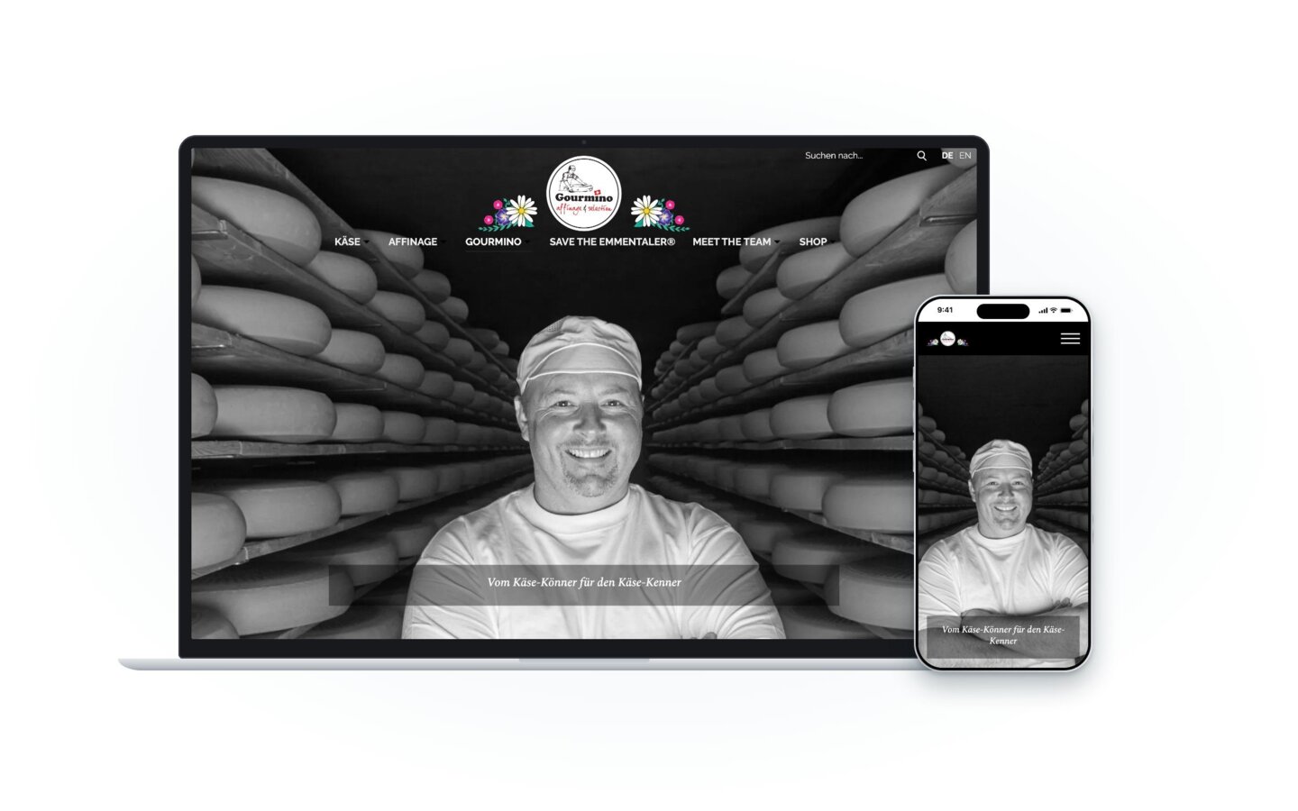 Website der Gourmino AG auf Laptop und Smartphone