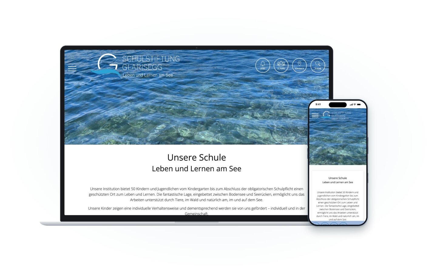 Website von Schulstiftung Glarisegg auf Laptop und Smartphone