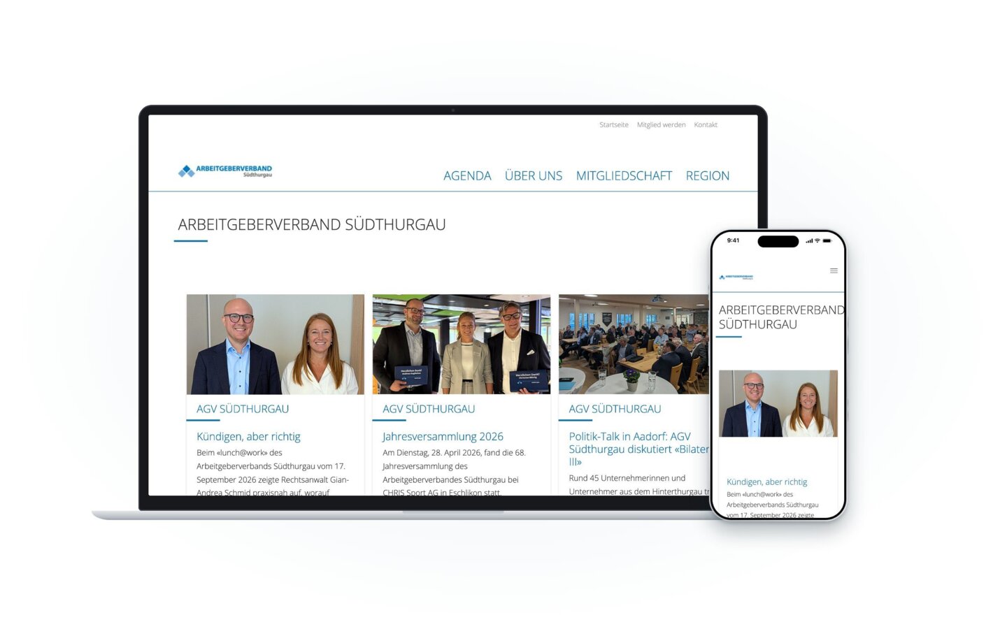 Website von Arbeitgeberverband Südthurgau auf Laptop und Smartphone