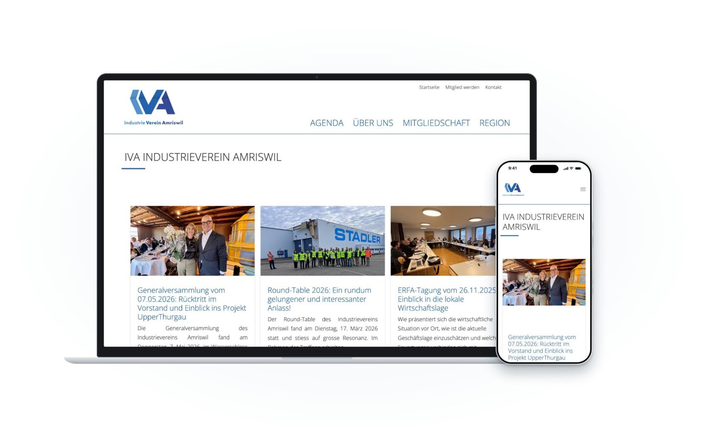 Website von Industrieverein Amriswil auf Laptop und Smartphone