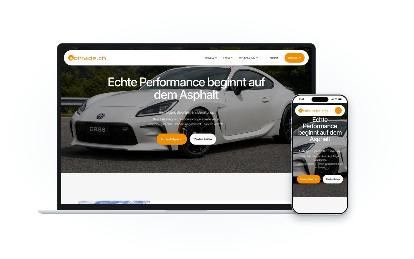 Website der Soltrade AG auf Laptop und Smartphone