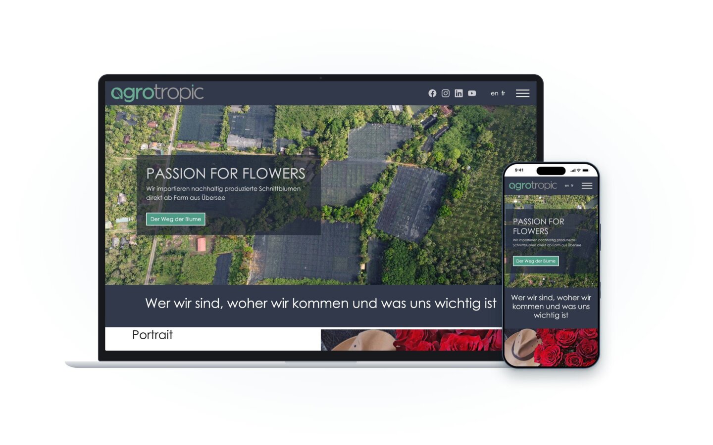 Website von agrotropic ag auf Laptop und Smartphone