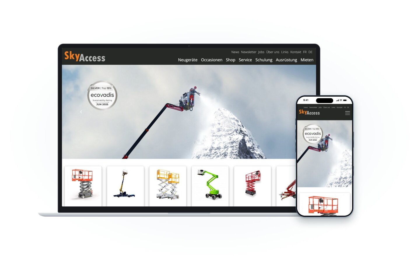 Website von SkyAccess Handel AG auf Laptop und Smartphone
